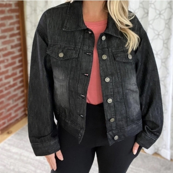 Like Love " Sew in love" Black Cropped Denim‎ Jacket Cotton Size XL - Picture 8 of 8